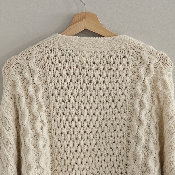 Aritzia Wilfred Free Cable Knit Fisherman Cardigan Alpaca Merino Wool Small - Picture 7 of 15